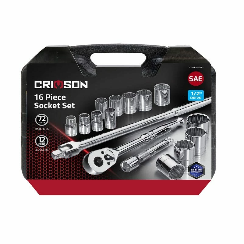 Crimson Force Tools 16 Piece 1/2" Drive SAE Socket Set In Case - 7019404 - Sockets & Socket Sets 1 Crimson Force Tools 16 Piece 1/2" Drive SAE Socket Set In Case - 7019404 - Sockets & Socket Sets