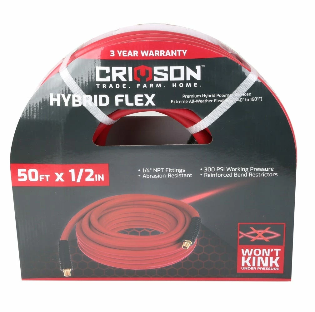 Crimson Force Air Hose Hybird Flex 1/2" x 50' - RKF-89-891-0204-49633 - Air Compressor Accessories 1 Crimson Force Air Hose Hybird Flex 1/2" x 50' - RKF-89-891-0204-49633 - Air Compressor Accessories