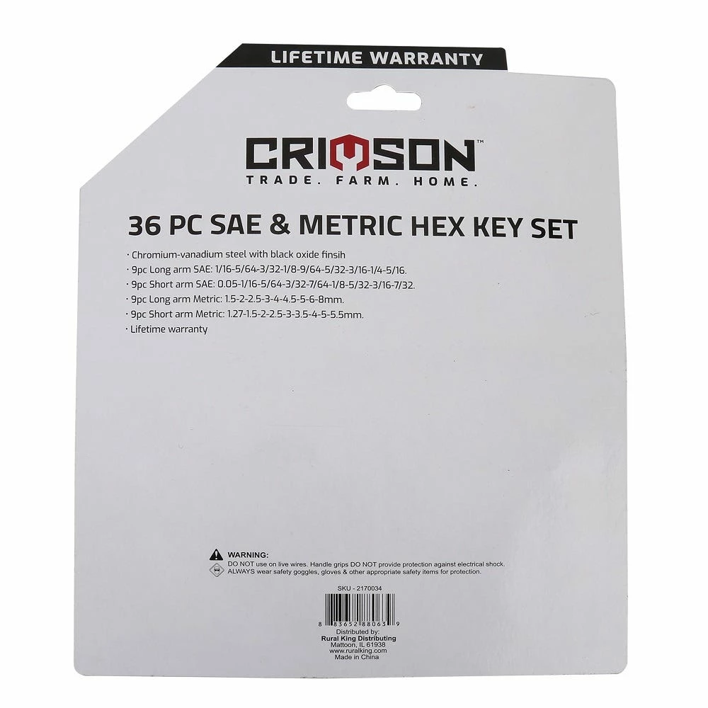 Crimson Force 36 Piece SAE and Metric Hex Key Set - CT-2441-002 - Hex Keys 2 Crimson Force 36 Piece SAE and Metric Hex Key Set - CT-2441-002 - Hex Keys - Image 2